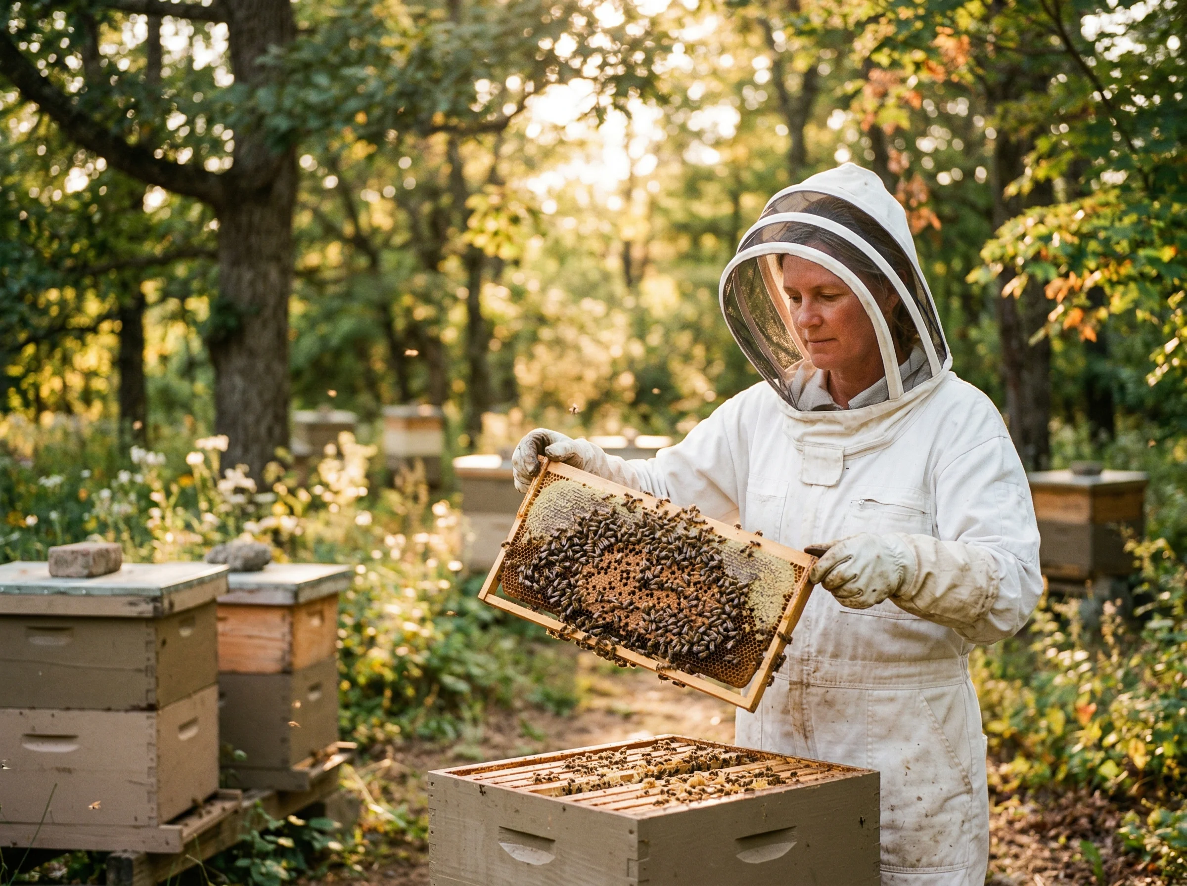 Matka pszczela linii krajowej w pasiece